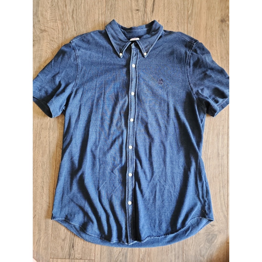 VTG Brooks Brothers Stretch Button Down Denim Shirt Blue 100% Cotton Jersey